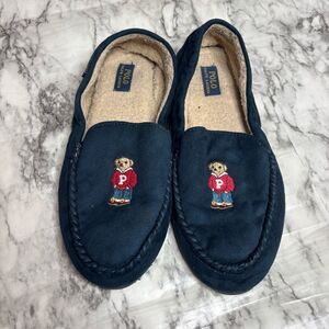 POLO Ralph Lauren Dezi men’s‎ Size 13 Navy Suede Leather Moccasin Slippers Bear